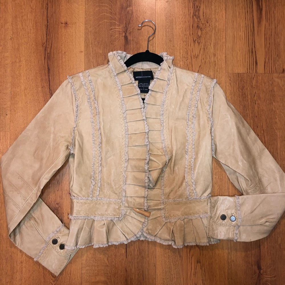 Ruffled leather jacket